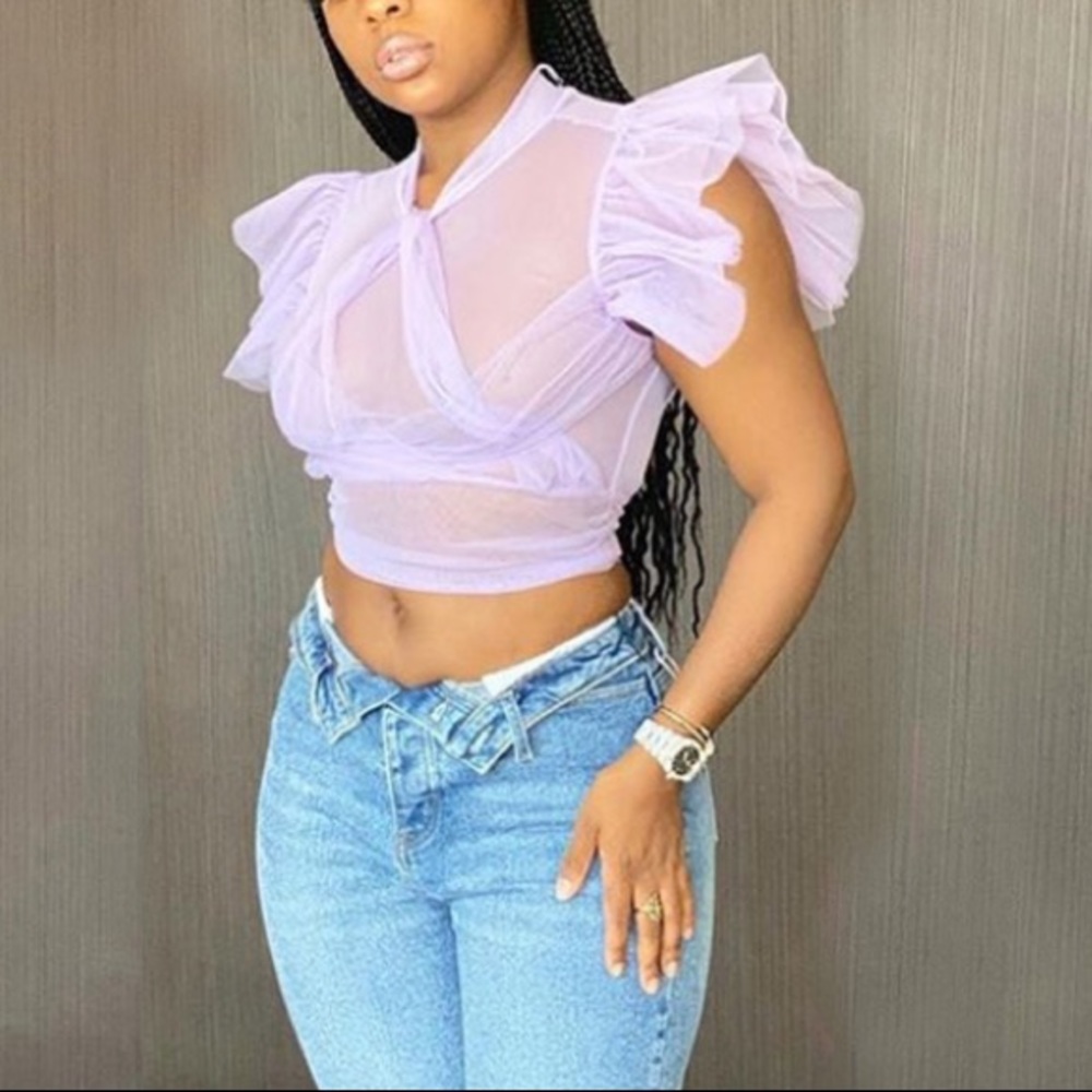 Lavender Lilac Mesh Crop Top